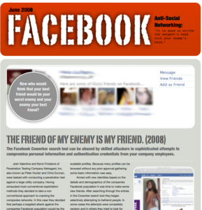 FACEBOOK – Anti-Social Networking