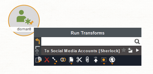 Maltego Social Media Sherlock Run Transforms Dialog Box
