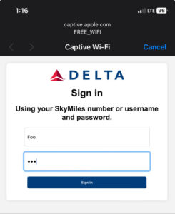 Flipper Zero spoofing Delta Wifi Captive Portal