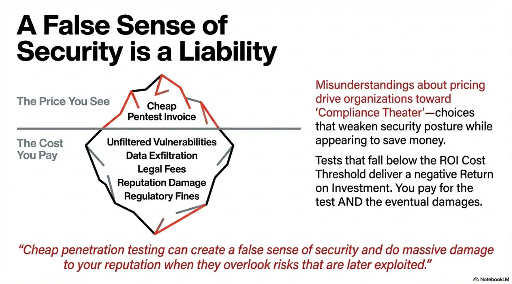 A False Sense of Security is a Liability. The price you see vs the cost you pay.