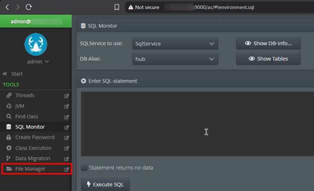  Lobster Data File Manager within the Integration Server administrative console.